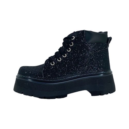 Borcego Outlet Acordonado Glitter Negro
