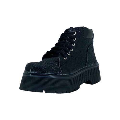 Borcego Outlet Acordonado Glitter Negro